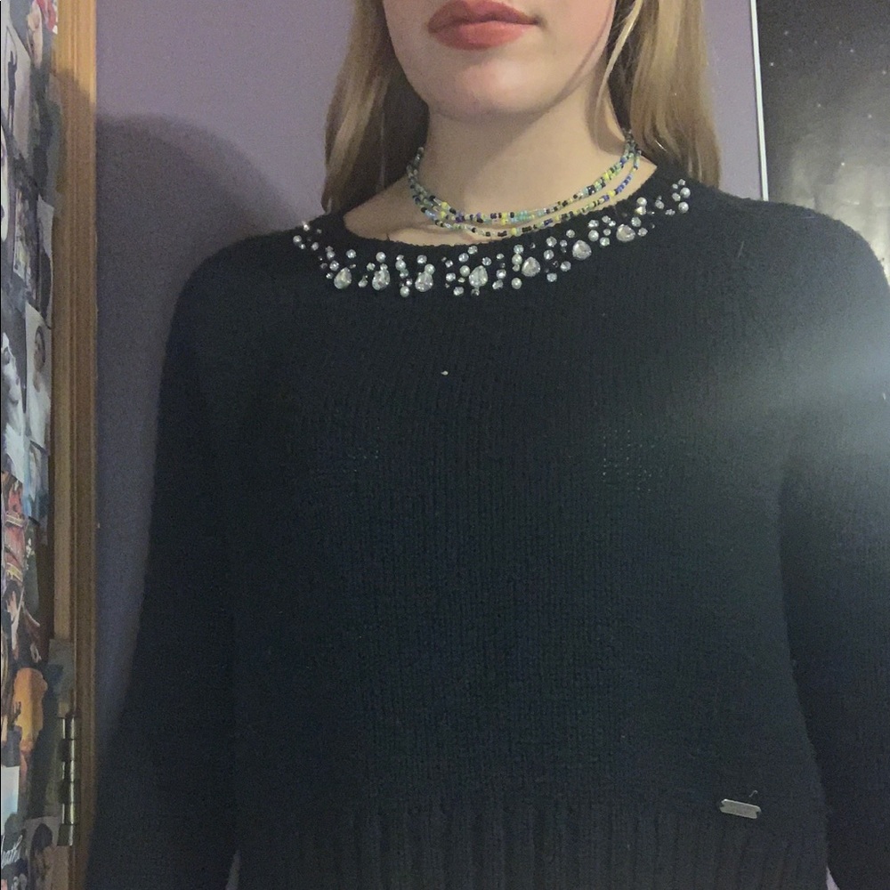 Abercrombie Bejeweled Cropped Sweater